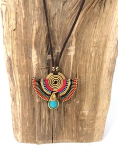 Vòng cổ HANDMADE ORIGINALS đính đá xanh Đỏ/Nâu (1 chiếc)