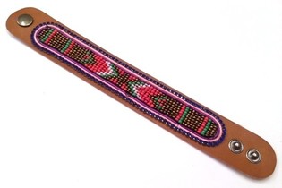 Vòng tay da Aztec đính đá xanh dương (1 chiếc)