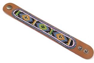 Vòng Tay Da Aztec Đính Đá Xanh (1 chiếc)