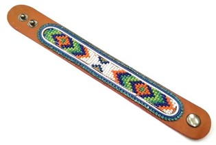 Vòng tay da Aztec đính đá màu xanh nhạt (1 chiếc)