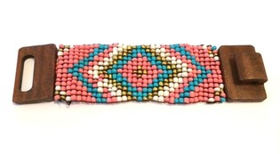 Vòng Tay Aztec Khóa Gỗ Xanh Dương/Hồng (1 chiếc)