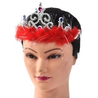 Vương Miện Công Chúa Màu Bạc Viền Lông - Mẫu 4 (12 cái)