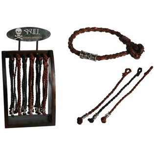 V&ograve;ng tay da bện "Skull" k&egrave;m khay trưng b&agrave;y gỗ (96 c&aacute;i)