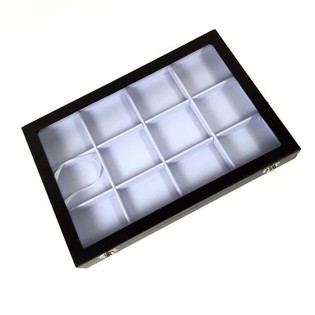 Khay Trưng B&agrave;y Hạt Cườm M&agrave;u Trắng C&oacute; Nắp, 12 Ngăn