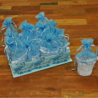 Khay Gỗ Trang Trí Kèm 12 Hộp Quà - Xanh Dương