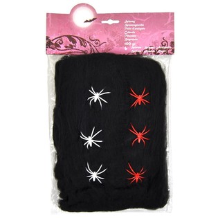 Mạng Nhện Halloween M&agrave;u Đen 100g k&egrave;m 6 Con Nhện (6 chiếc)