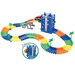 Bộ Đường Ray Đồ Chơi MAGIC ROAD K&egrave;m Xe Ph&aacute;t S&aacute;ng & Thang M&aacute;y, 136 Chi Tiết