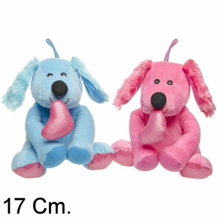 CHÓ BÔNG CẦM TIM - 17 CM - NHIỀU MÀU (12 con)