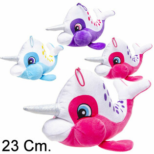 Cá Voi Kỳ Lân Bông Có Sừng - 23 cm - Nhiều Màu (12 cái)