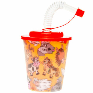 Ly uống nước chủ đề trang trại c&oacute; ống h&uacute;t (12 c&aacute;i)