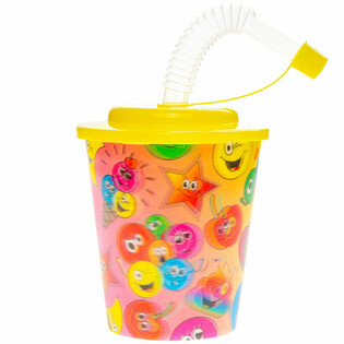 Ly uống nước / Ly đựng kem c&oacute; ống h&uacute;t &ndash; Smiley, 250ml (12 c&aacute;i)