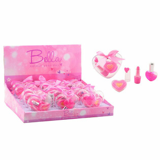 Bộ trang điểm trẻ em Bella hình trái tim 3 món kèm khay trưng bày (18 bộ)