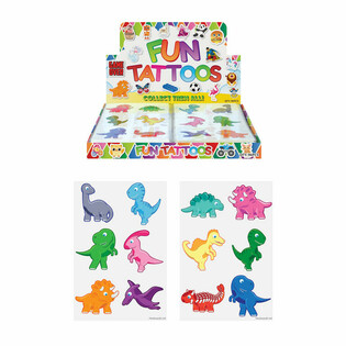 H&Igrave;NH XĂM FUN TATTOOS - MẪU: KHỦNG LONG TRONG HỘP TRƯNG B&Agrave;Y (96 c&aacute;i)
