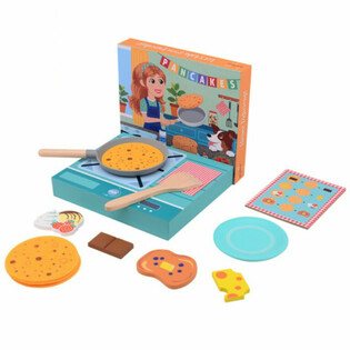 JOUECO - Bộ đồ chơi làm bánh pancake bằng gỗ - Dành cho trẻ từ 3 tuổi (1 bộ)