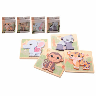 JOUECO - BỘ ĐỒ CHƠI GHÉP HÌNH GỖ THE WILDIES FAMILY - Từ 12 Tháng (12 bộ)