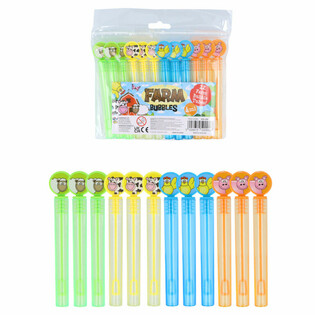 Gậy thổi bong b&oacute;ng h&igrave;nh động vật trang trại m&agrave;u sắc (12 c&aacute;i)