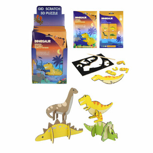Bộ Đồ Chơi Xếp H&igrave;nh 3D Khủng Long SCRATCH - Khay Trưng B&agrave;y (18 c&aacute;i)