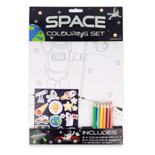 Bộ t&ocirc; m&agrave;u chủ đề Kh&ocirc;ng gian - K&egrave;m b&uacute;t ch&igrave; v&agrave; h&igrave;nh d&aacute;n (12 m&oacute;n)
