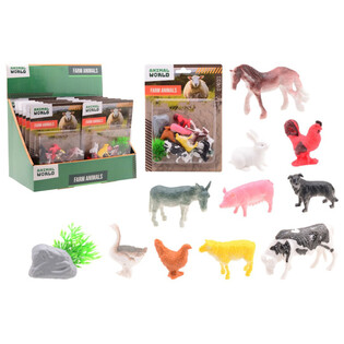 ANIMAL WORLD - Bộ Đồ Chơi Động Vật N&ocirc;ng Trại 12 M&oacute;n - Hộp Trưng B&agrave;y (12 bộ)