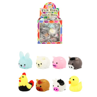 ĐỒ CHƠI SQUISHY MINI - ĐỘNG VẬT TRANG TRẠI - K&Egrave;M HỘP TRƯNG B&Agrave;Y (96 chiếc)