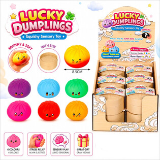 RAGE - LUCKY DUMPLINGS - Đồ Chơi Squishy B&aacute;nh Bao LỚN K&iacute;ch Thước 8.5 x 8.5 x 4.8 Cm - Hộp Trưng B&agrave;y (12 C&aacute;i)