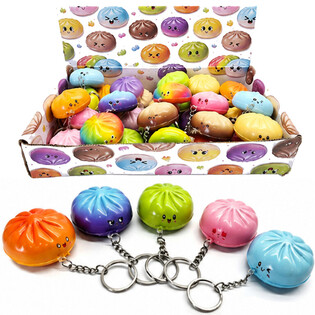 M&oacute;c Kh&oacute;a Squishy B&aacute;nh Sủi Cảo - Nhiều M&agrave;u - K&egrave;m Khay Trưng B&agrave;y (24 chiếc)