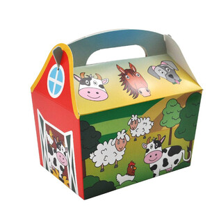 HỘP ĐỰNG THỨC ĂN CHO TRẺ EM: CHỦ ĐỀ ĐỘNG VẬT N&Ocirc;NG TRẠI - K&iacute;ch thước 18.5x12x19 CM - KIDSBOX (24 chiếc)