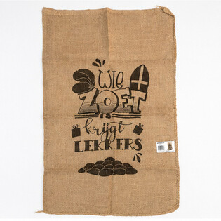 TÚI ĐAY SINTERKLAAS LỚN - IN CHỮ: WIE ZOET IS KRIJGT LEKKERS - Khoảng 60 x 100 Cm (1 cái)