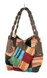 TÚI VẢI GHÉP PATCHWORK B-FAIR LỚN NÂU (1 cái)