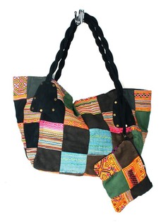 Túi Thổ Cẩm Patchwork B-FAIR Cỡ Lớn Màu Đen (1 chiếc)